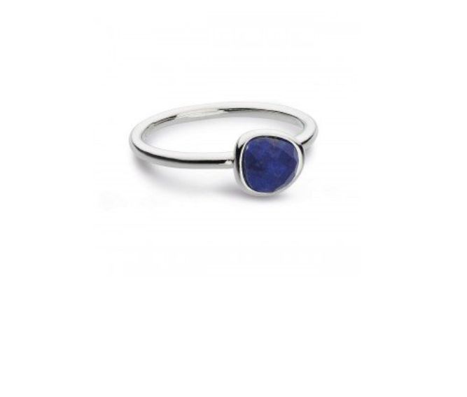 Silver Coast Pebble Lapis Mini Ring, Ring Size: M