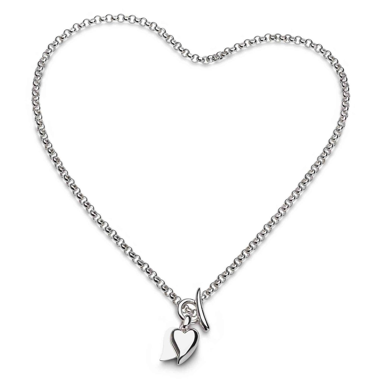 Silver Desire Love Duet Heart Necklace 16&quot;