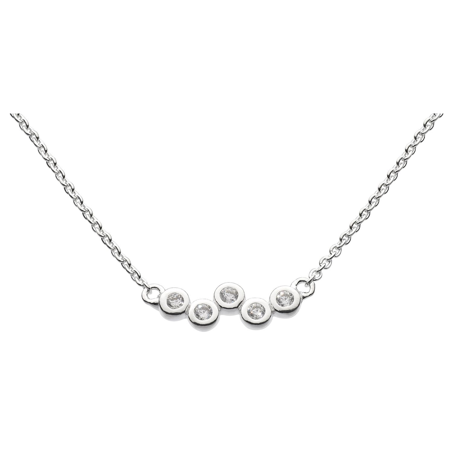 Silver Scattered Cubic Zirconia Necklace 18&quot;