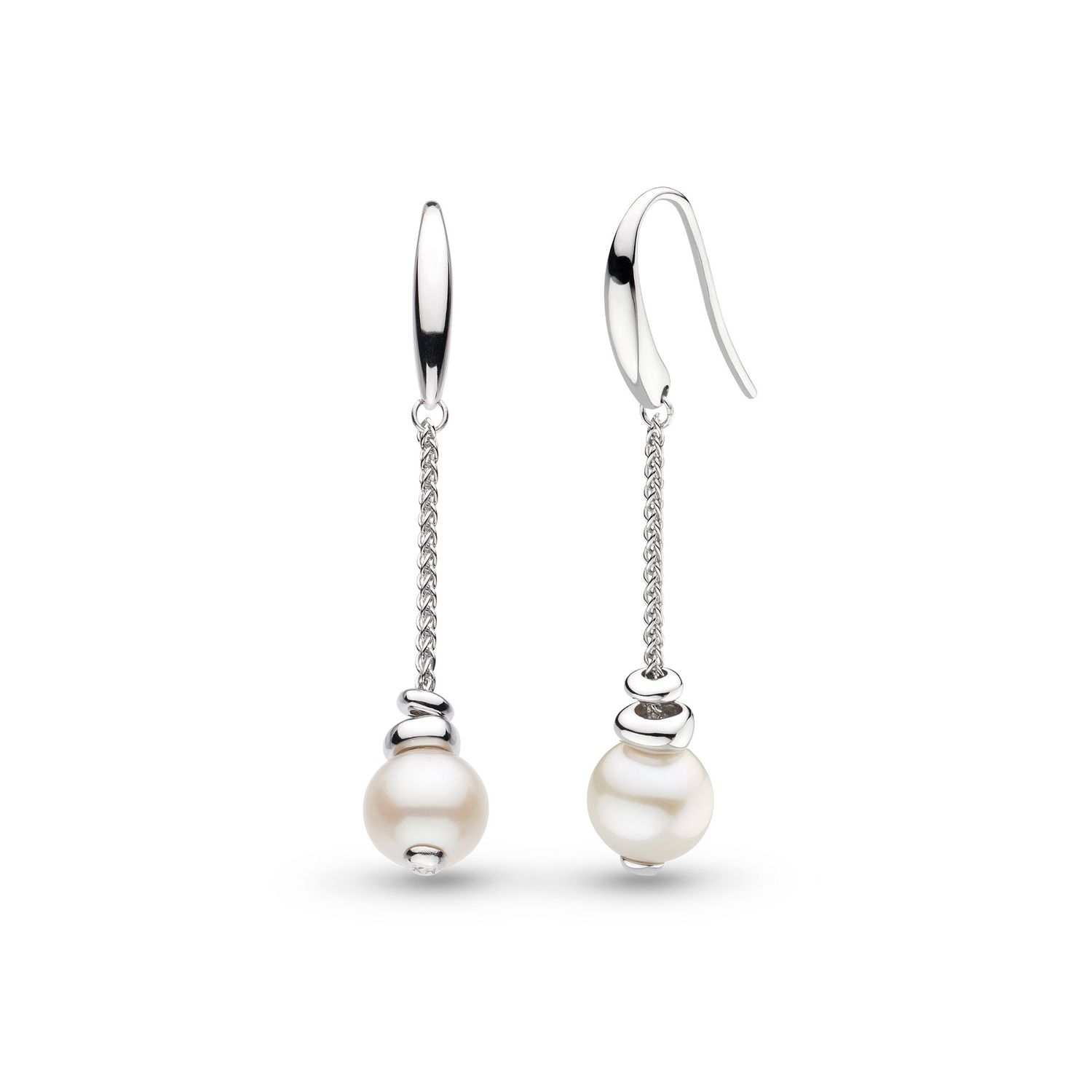 Coast Tumble Silver Pearl Chain Drop Earrings