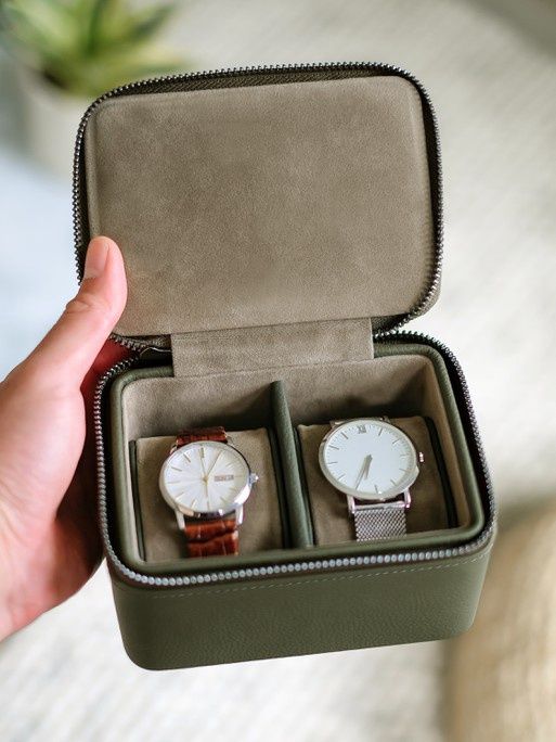 Olive Green Large Zipped Watch Box