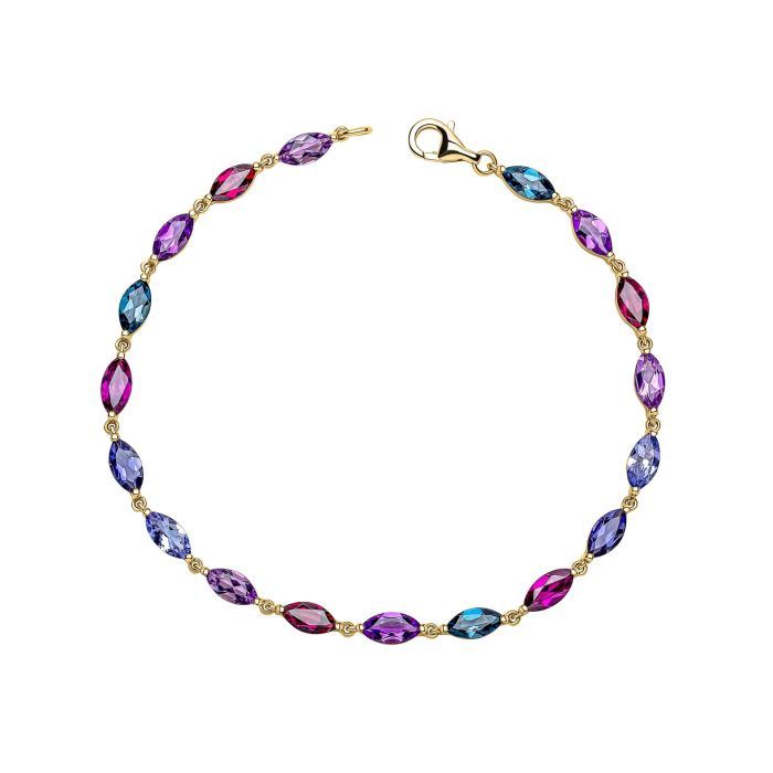 9ct Yellow Gold Multi Stone Marquise Bracelet