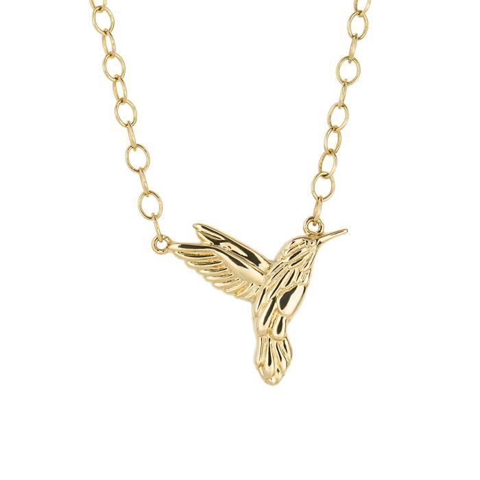 9ct Yellow Gold Mini Humming Bird Necklace