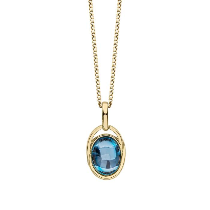 9ct Yellow Gold Cabochon Blue Topaz Pendant