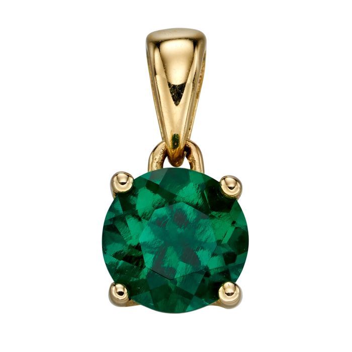 9ct Yellow Gold Emerald May Birthstone Pendant