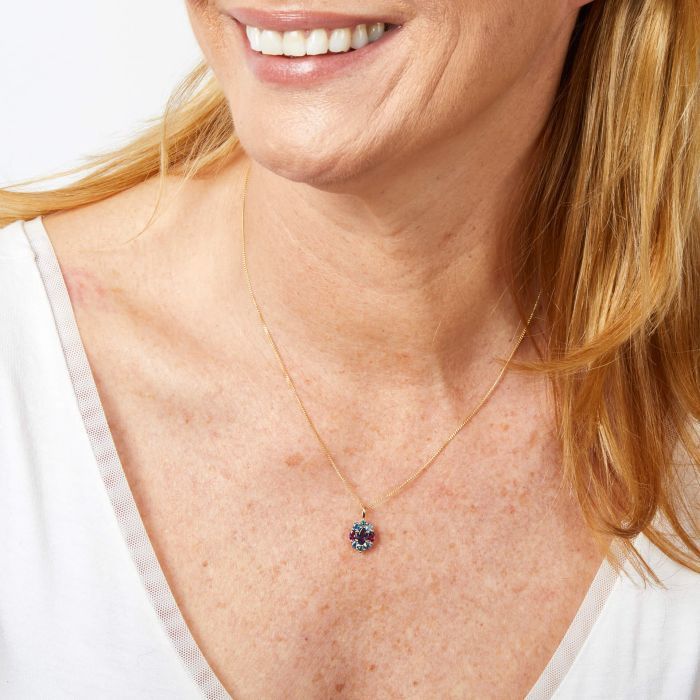 9ct Yellow Gold Multi Stone Cluster Pendant