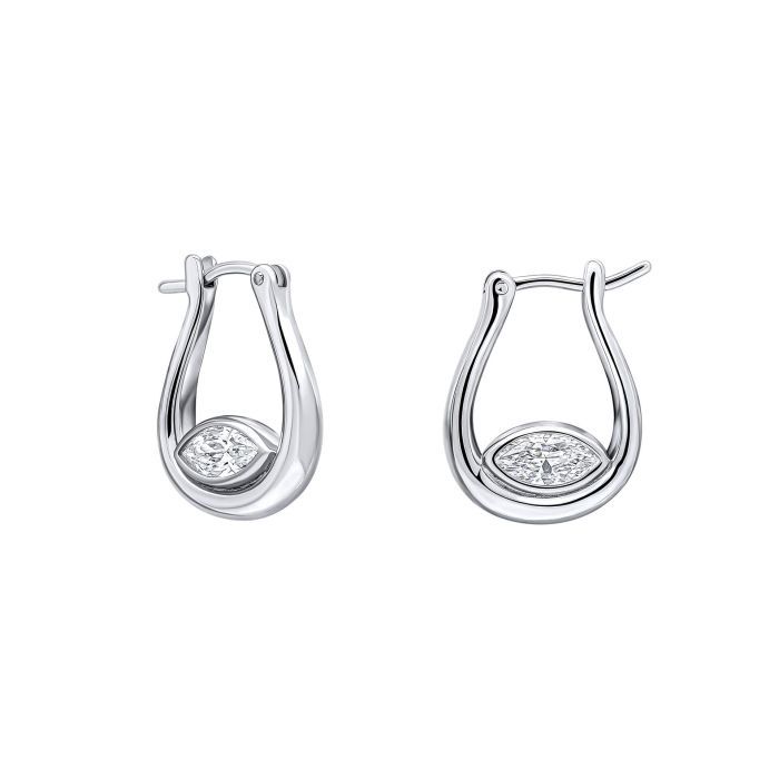 Silver Nestled Cubic Zirconia Hoop Earrings