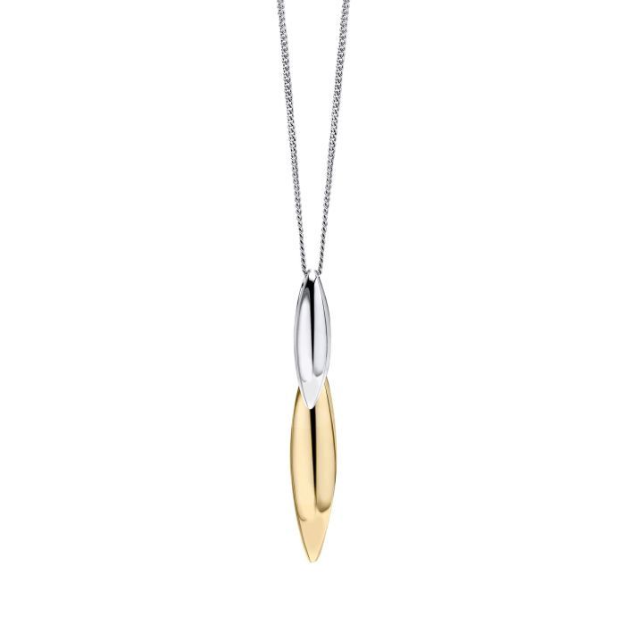 Silver Gold-Plated Navette Drop Pendant