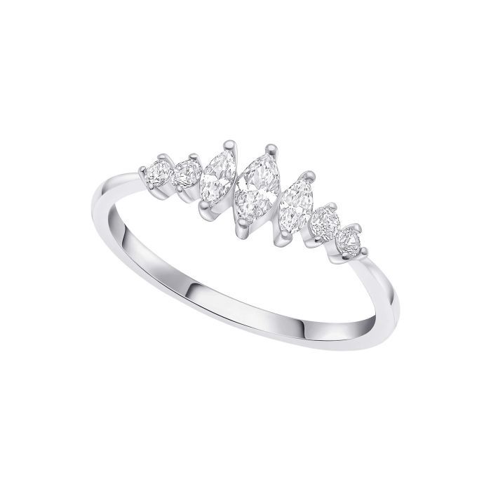 Silver Graduated Marquise Cubic Zirconia Ring
