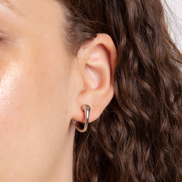 Silver Doughnut Heart Hoop Earrings