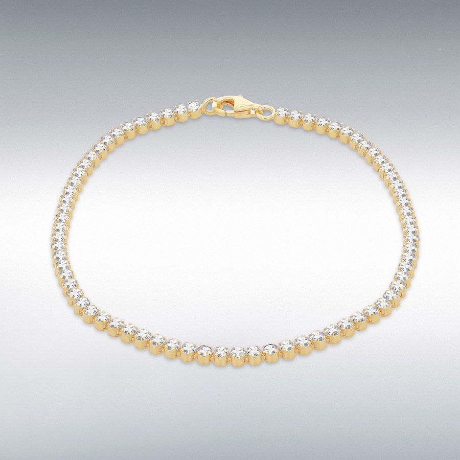 Silver Gold Plated Cubic Zirconia 2.5mm Tennis Bracelet