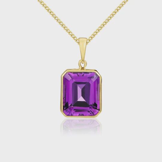 9ct Yellow Gold 5.60ct Octagonal Rubover Amethyst