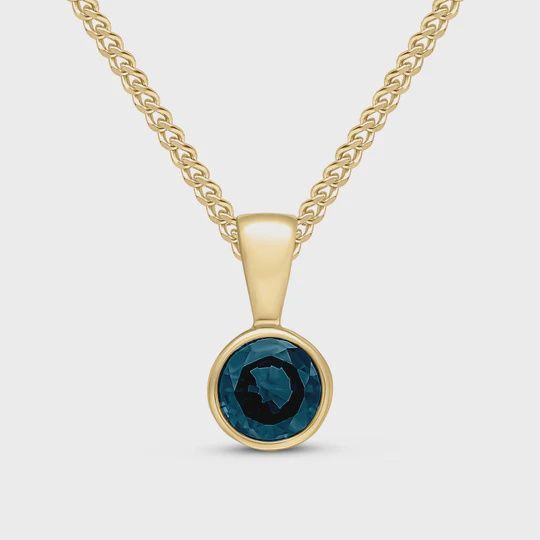 9ct Yellow Gold 0.60ct Round Sapphire Rubover Pendant