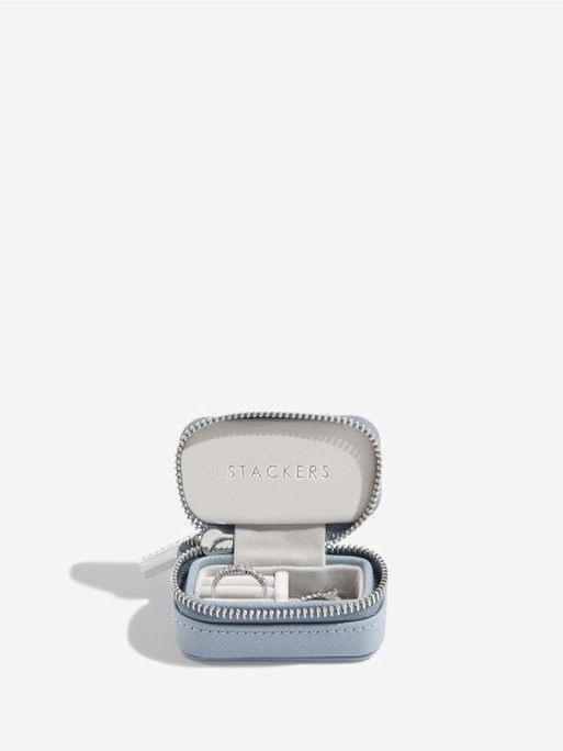 Dusky Blue Petite Zipped Jewellery Box