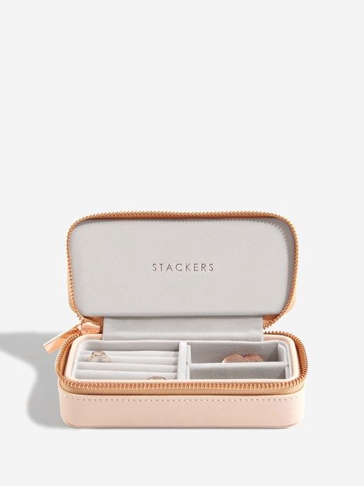 Blush Pink Medium Zipped Travel Jewellery Box