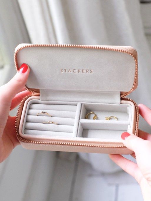 Blush Pink Medium Zipped Travel Jewellery Box