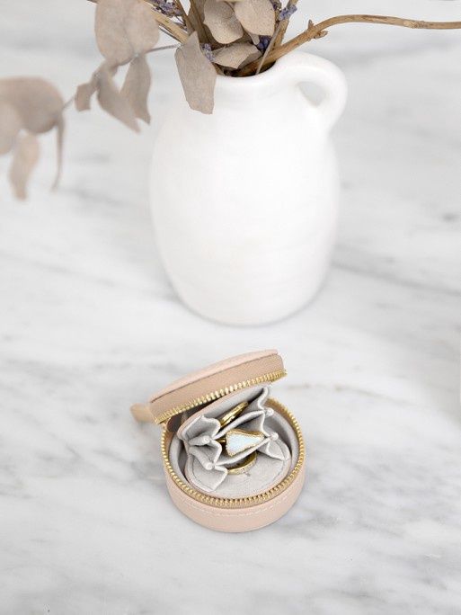 Blush Pink Oyster Travel Jewellery Box
