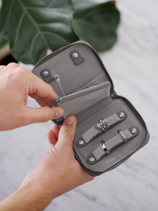 Slate Grey Compact Jewellery Roll