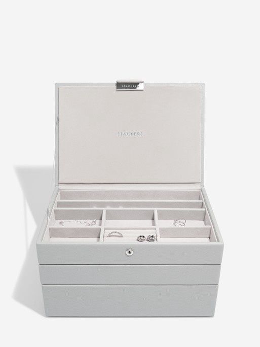 Pebble Grey Classic Jewellery Box Set of 3