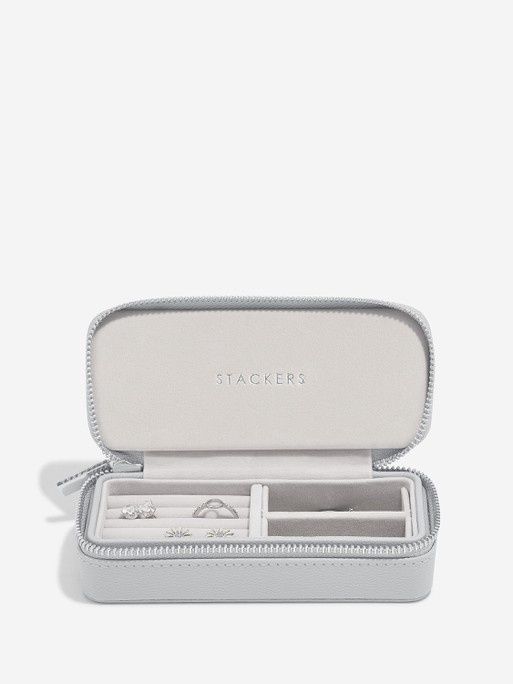 Pebble Grey Medium Zipped Travel Jewellery Box