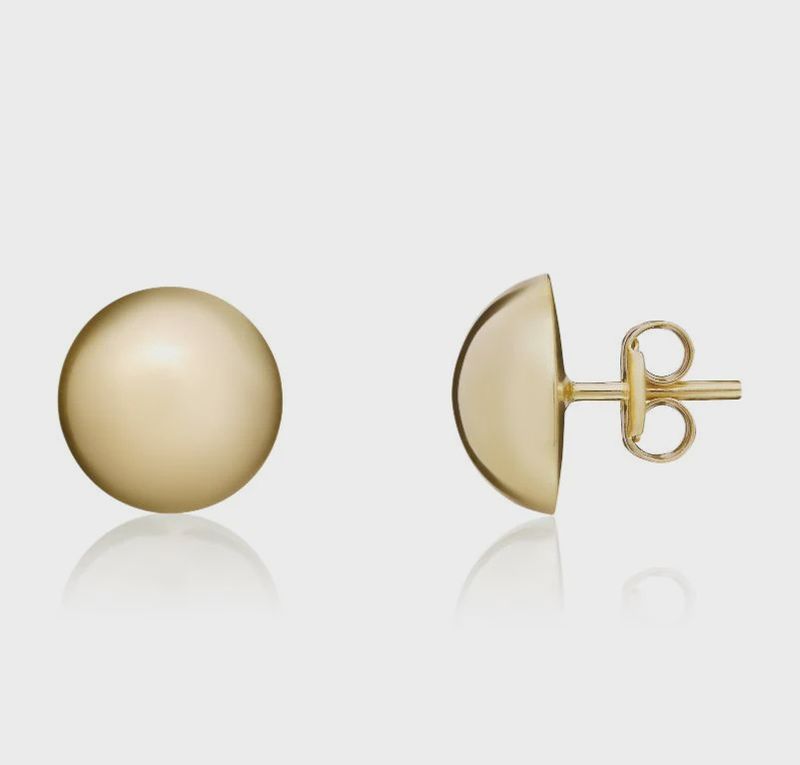 9ct Yellow Gold Polished Button Stud Earrings 9.5mm