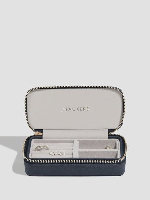 Navy Blue Medium Zipped Travel Jewellery Box