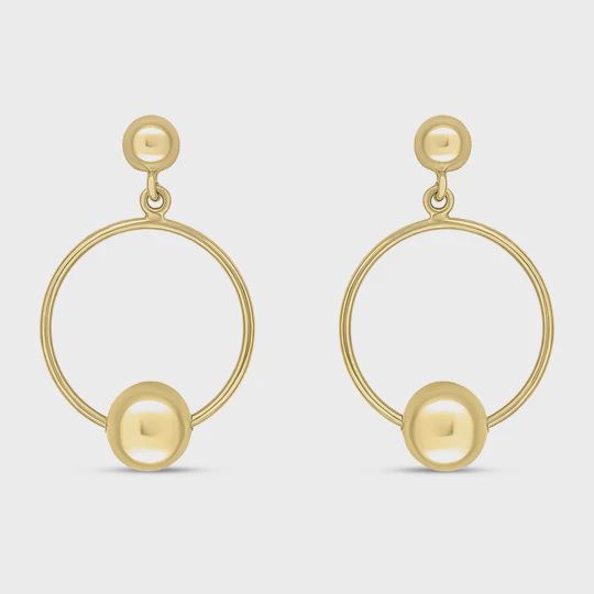9ct Yellow Gold Ring &amp; Polished 6mm Ball Drop Earrings