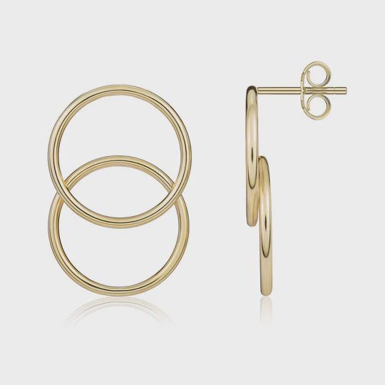 9ct Yellow Gold Overlapped Circle Stud Earrings