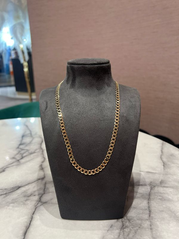 Pre-Owned 9ct Yellow Gold 18” Flat Curb Chain 13.47grams