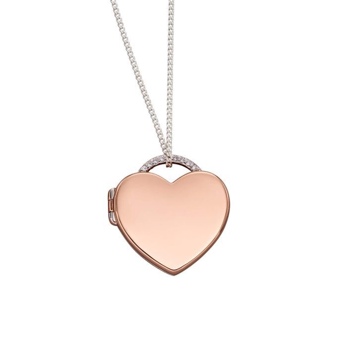 Silver &amp; Rose Gold-Plated Heart Locket