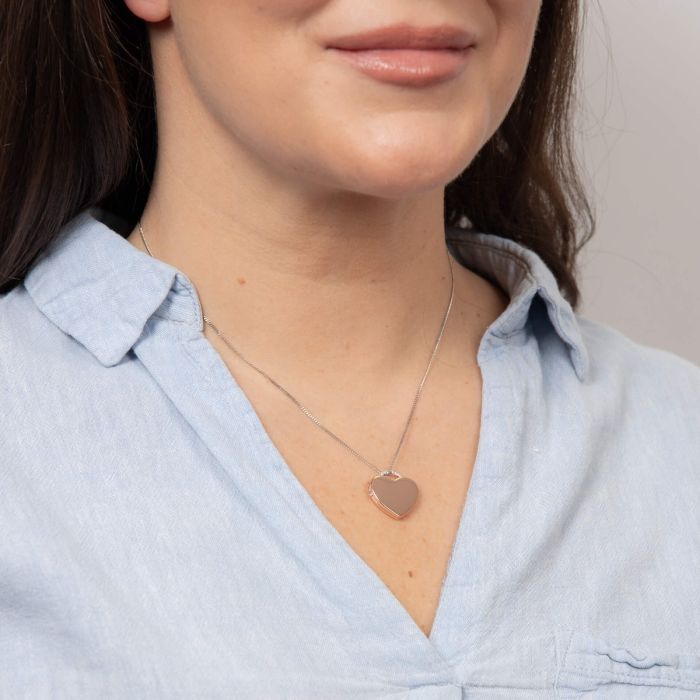 Silver & Rose Gold-Plated Heart Locket