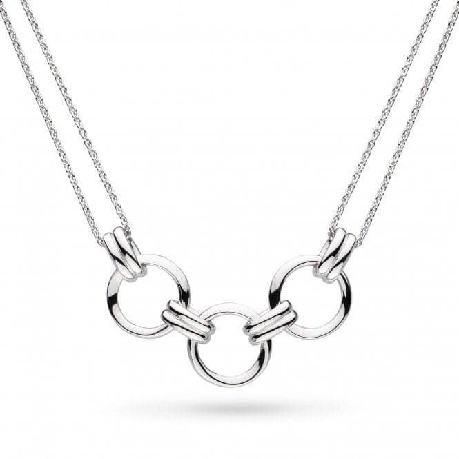 Silver Bevel Unity Twin Chain Necklace