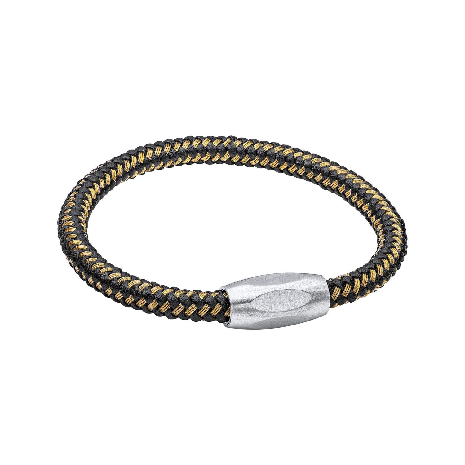 S/Steel Black &amp; Yellow Gold-Plated Wire Bracelet