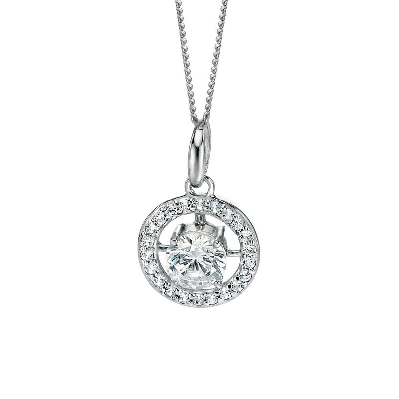 Silver Round Pave Cubic Zirconia Pendant