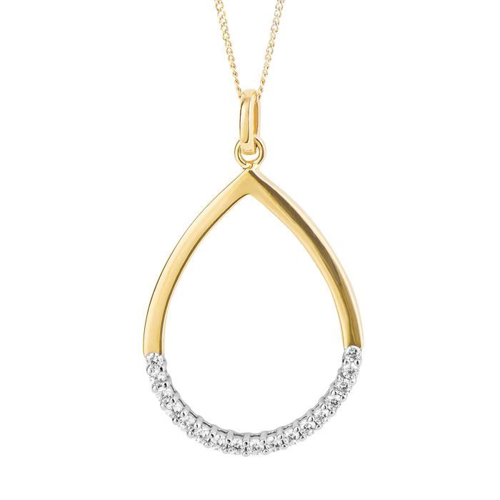 Silver Gold-Plated Zirconia Teardrop Pendant Necklace