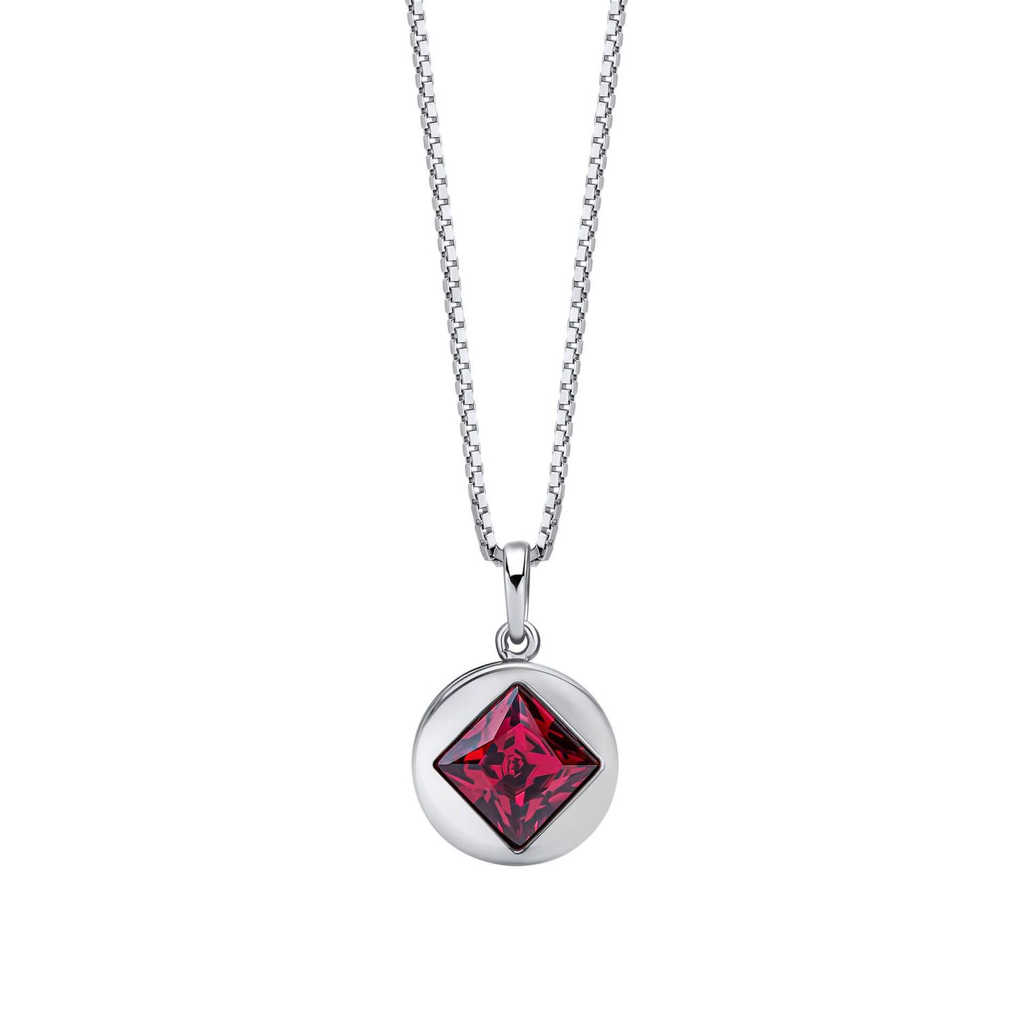 Silver Mixed Shape Fuchsia Crystal Pendant