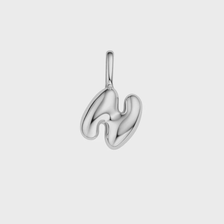 Silver Letter &#39;N&#39; Charm, Metal: Sterling Silver