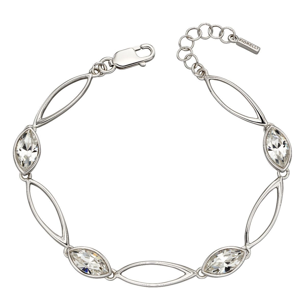 Silver Navette Clear Crystal Bracelet