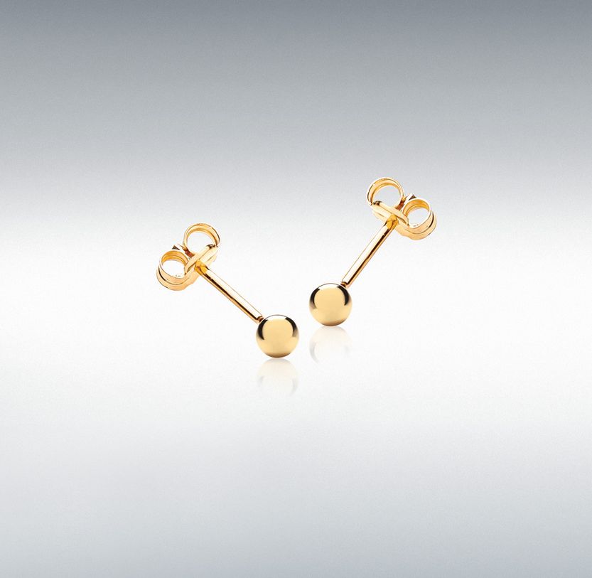 9ct Yellow Gold 3mm Polished Ball Stud Earrings