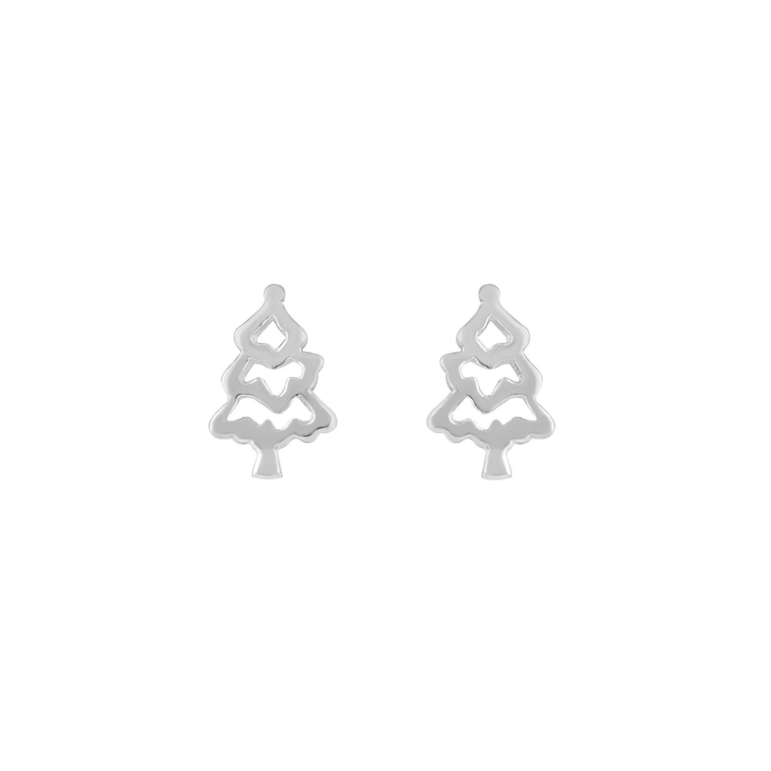 Silver Christmas Tree Stud Earrings