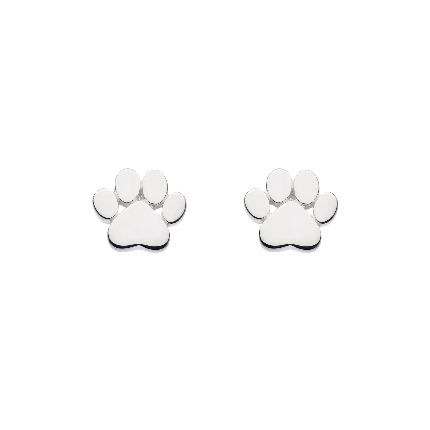 Silver Small Paw Print Stud Earrings