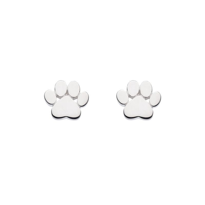 Silver Small Paw Print Stud Earrings