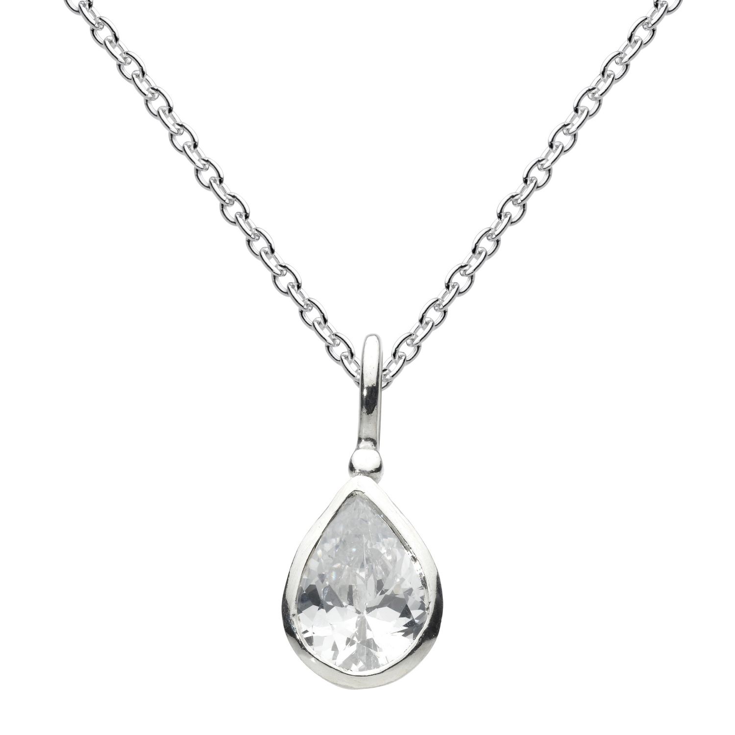Silver Cubic Zirconia Teardrop Pendant