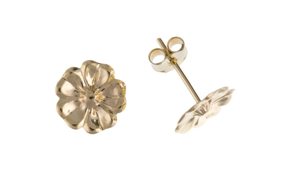 9ct Yellow Gold Girl&#39;s Flower Stud Earrings