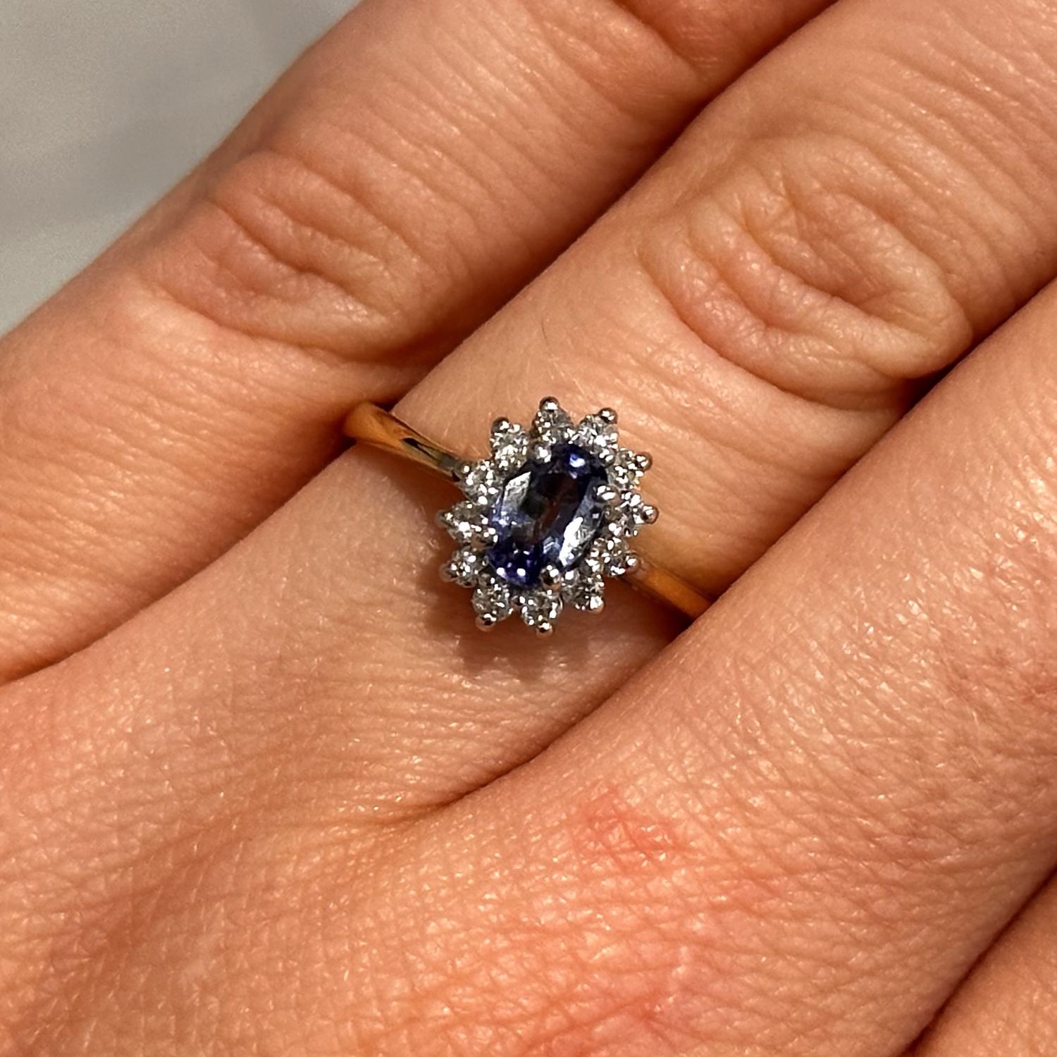 Pre-Owned 18ct Yellow Gold 0.65ct Sapphire &amp; 0.18ct Diamond Ring