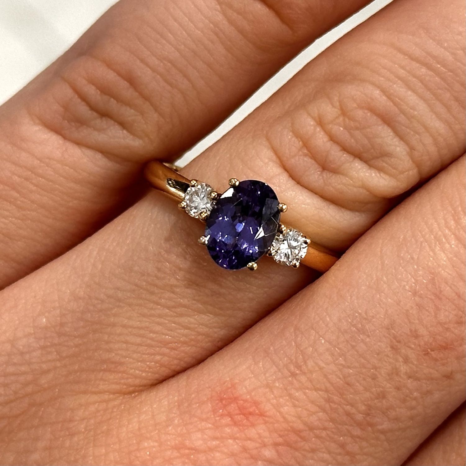 Pre-Owned 18ct Yellow Gold 1.30ct Tanzanite &amp; 0.23ct Diamond Ring