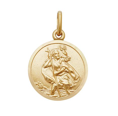 9ct Yellow Gold Round St Christopher Pendant