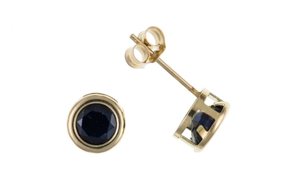 9ct Yellow Gold Sapphire Stud Earrings 5mm