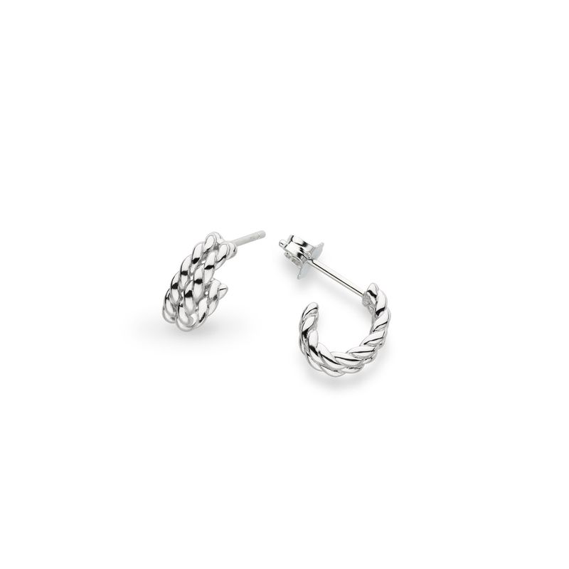 Silver Marina Rope Hoop Stud Earrings