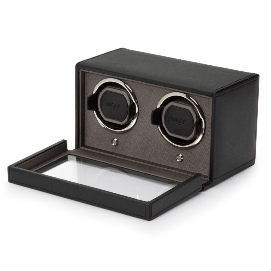 Black Cub Double Watch Winder with Cover